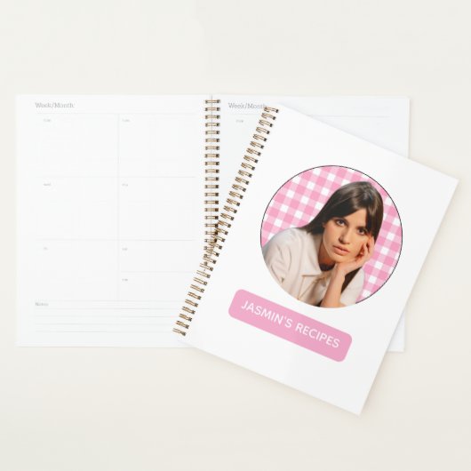 Recepten | Gingham patroon roze en wit Planner (Display)