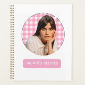 Recepten | Gingham patroon roze en wit Planner (Voorkant)