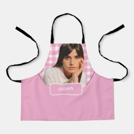 Recepten | Gingham patroon roze en wit  Schort