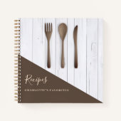 Recepten houten keukengerei bruin kookboek notitieboek (Voorkant)
