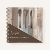 Recepten houten keukengerei bruin kookboek notitieboek (Voorkant)