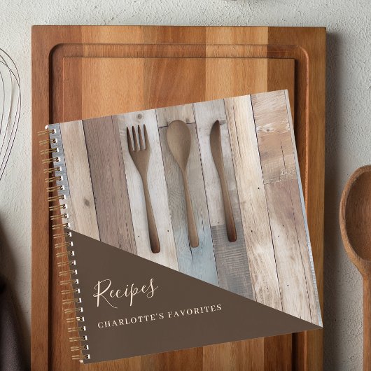 Recepten houten keukengerei bruin kookboek notitieboek