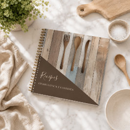 Recepten houten keukengerei bruine kookboek notitieboek