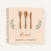 Recepten houten keukengerei groen kookboek notitieboek (Voorkant)