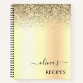 Recepten Kookboek Gouden Glitter Monogram Notitieboek (Voorkant)