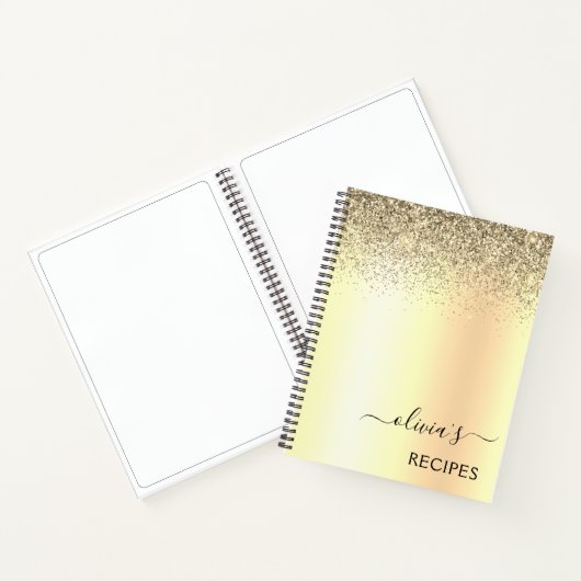 Recepten Kookboek Gouden Glitter Monogram Notitieboek (Binnen)