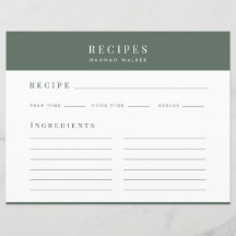 Recepten | Minimaal Elegante Bosgroene Receptkaart