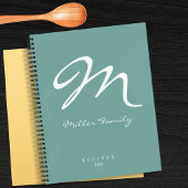 Recepten monogram Dusty Blue Notitieboek