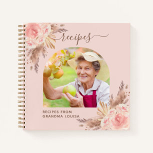 Recepten pampas gras roze bloemen familie foto notitieboek
