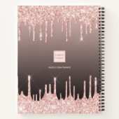 Recepten roos gouden druppels zwart monogram notitieboek (Achterkant)