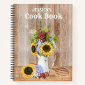 Recepten Rustieke Keuken Zonnebloem Hout Monogram Notitieboek (Voorkant)
