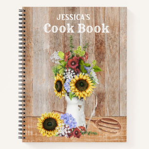 Recepten Rustieke Keuken Zonnebloem Hout Monogram Notitieboek
