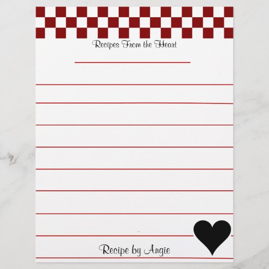Recepten uit het hart receptenpapier (Voorkant)