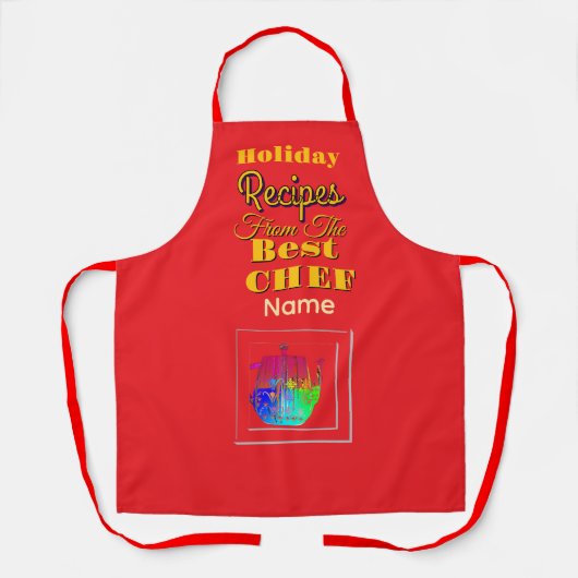 Recepten van de beste chef koffiepot rood  schort (Voorkant)