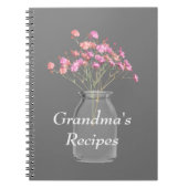 Recepten van oma Wilde Bloemen Mason Jar Roze Notitieboek (Voorkant)