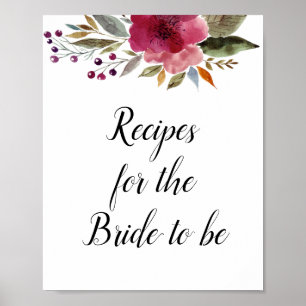 Recepten voor de Aankomende Bruid Bloemige Bruidsd Poster