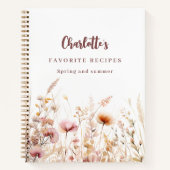 Recepten wilde bloemen roze beige naam notitieboek (Voorkant)