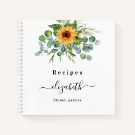 Recepten zonnebloem eucalyptus groen script naam notitieboek