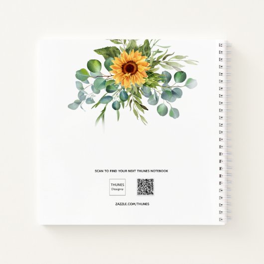 Recepten zonnebloem eucalyptus groen script naam notitieboek (Achterkant)