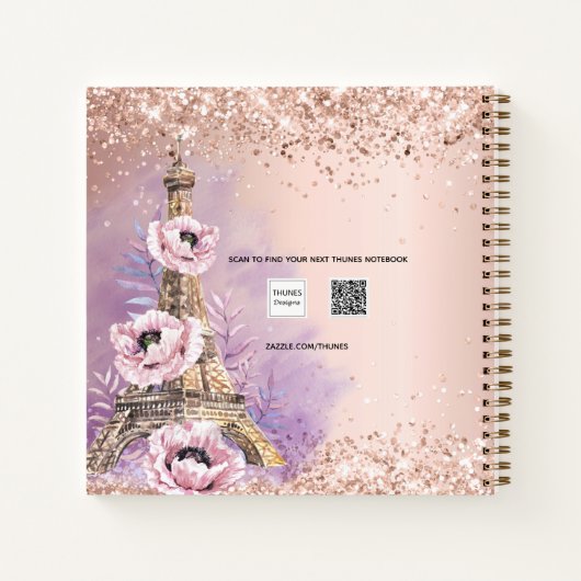 Receptenboek frans koken roos goud Paris Eiffel Notitieboek (Achterkant)