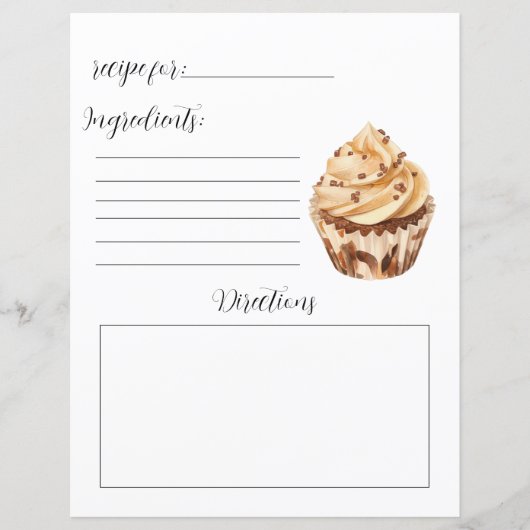 Receptenboek Pagina voor Cupcakes (Voorkant)
