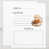 Receptenboek pagina voor warme koffie recepten (Voorkant / Achterkant)