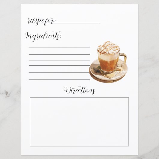 Receptenboek pagina voor warme koffie recepten (Voorkant)