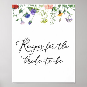 Receptenbord met wilde bloemen en zoemende bijen poster