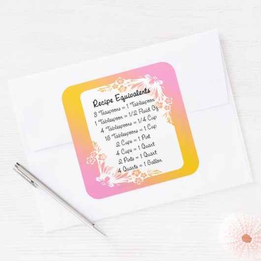 Receptenequivalenten Pastel Bloemen Sticker (Envelop)