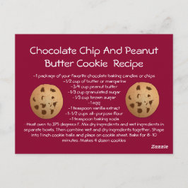 Receptenkaart Chocolade Chip Pindakaas Cookie Briefkaart