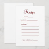 Receptenkaart vrijgezellenfeest Party Bruiloft Det Feestdagenkaart (Voorkant / Achterkant)