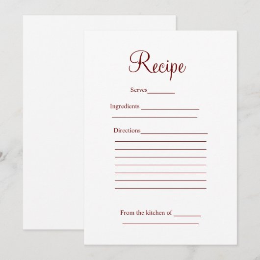 Receptenkaart vrijgezellenfeest Party Bruiloft Det Feestdagenkaart (Voorkant / Achterkant)