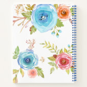 Receptenkookboek, blauw rood sinaasappel bloemige  notitieboek (Achterkant)