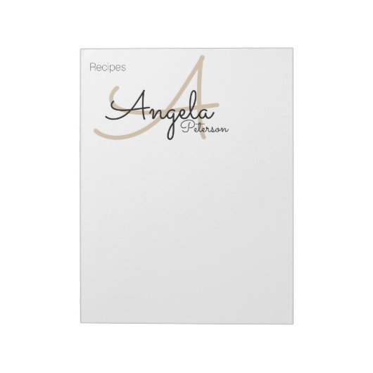 Receptennota's van de chef-kok monogram notitieblok (Linkerzijde)