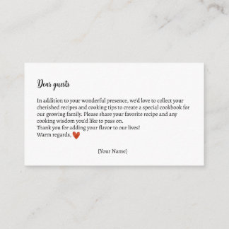 Receptenuitwisseling herfst teddybeer Baby shower Informatiekaartje