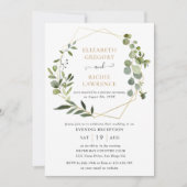 Receptie Alleen Gouden Geometrische Groene Huwelij Kaart (Voorkant)