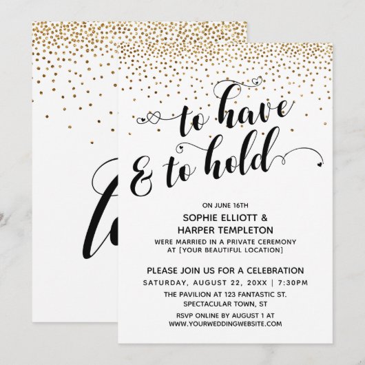 Receptie alleen voor To Have and To Hold Gouden co Kaart (Voorkant / Achterkant)