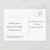 Receptie Antwoord Post Kaart (Achterkant)