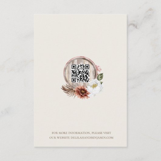 Receptie Bloemen Vaten Western Land Bruiloft Informatiekaartje (Achterkant)