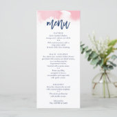 RECEPTIE BRUILOFT MENU schattige marine roze water (Staand voorkant)