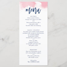 RECEPTIE BRUILOFT MENU schattige marine roze water