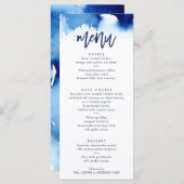 RECEPTIE BRUILOFT MENU stijlvolle marine waterverf (Voorkant / Achterkant)