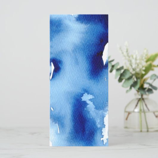 RECEPTIE BRUILOFT MENU stijlvolle marine waterverf (Staand voorkant)