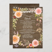 Receptie Details Rustic Lights Hout Bloemen Krans Kaart (Voorkant / Achterkant)