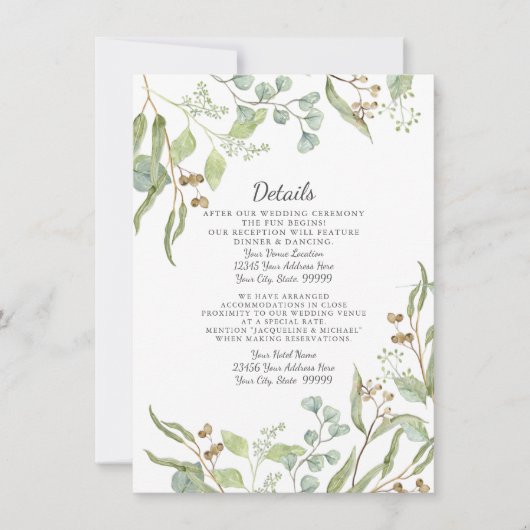 Receptie Details Rustieke wijnmakerij Eucalyptus F Kaart (Voorkant)