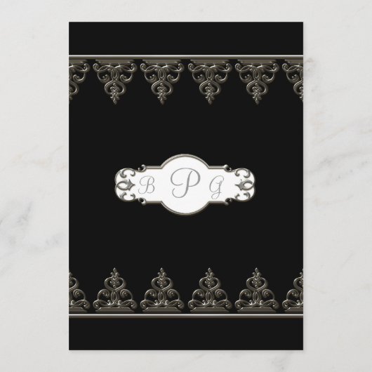 Receptie Diner Menu Klassieke Barok Swirl Circle (Achterkant)