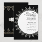 Receptie Diner Menu Klassieke Barok Swirl Circle (Voorkant / Achterkant)