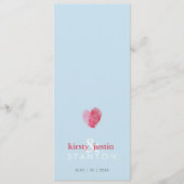 RECEPTIE DINER MENU leuke vingerafdruk hart blauw (Voorkant)