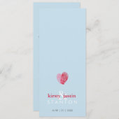 RECEPTIE DINER MENU leuke vingerafdruk hart blauw (Voorkant / Achterkant)