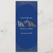 RECEPTIE DINER MENU mini goud confetti marine blau (Voorkant)